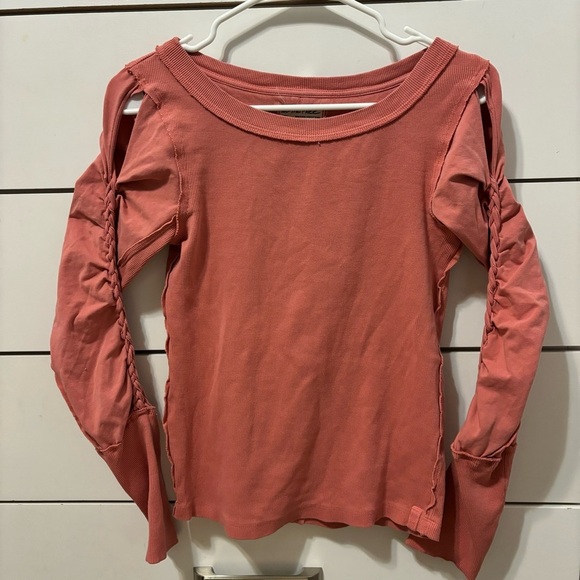 Free People Daisy Chain Cuffed Long Sleeve Top Pink - Picture 2 of 9